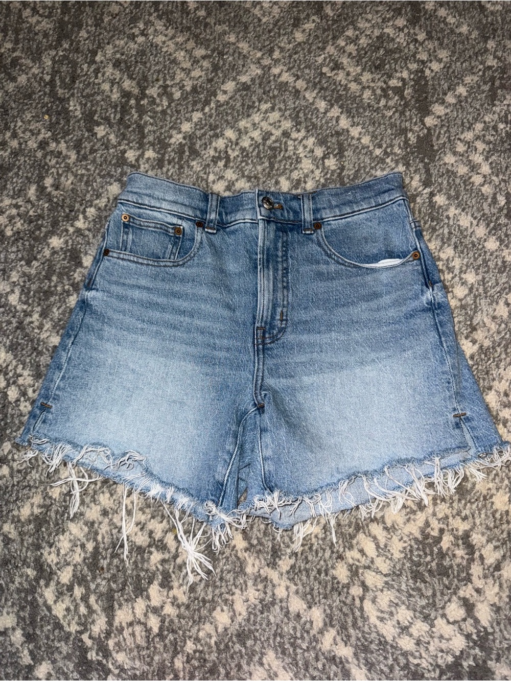Madewell Light Blue Frayed Hem Denim Shorts